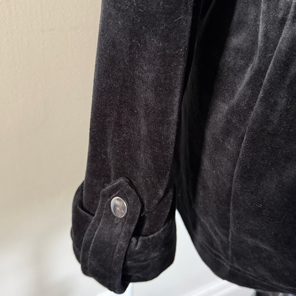 Lynngarbo Black Velour Velvet Hoodie Zip-Up Jacket Embroidered Hearts Sz XL NEW - Picture 4 of 7